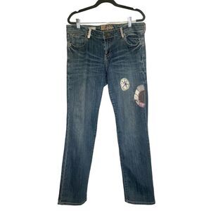 Kut from the Kloth Catherine Boyfriend boho jeans with patch details size 8